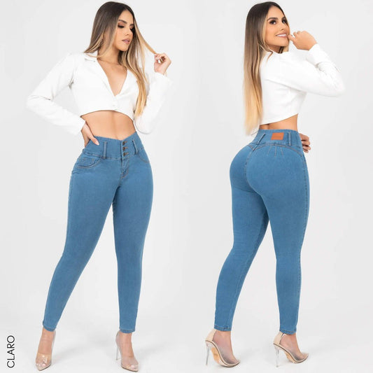 Jeans Pretina alta, control de abdomen y Levanta cola🍑