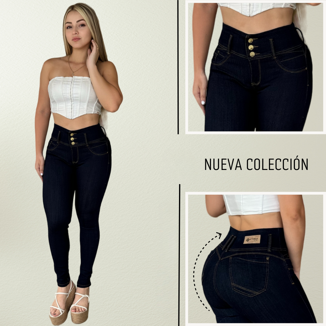 Jeans Pretina alta, control de abdomen y Levanta cola🍑